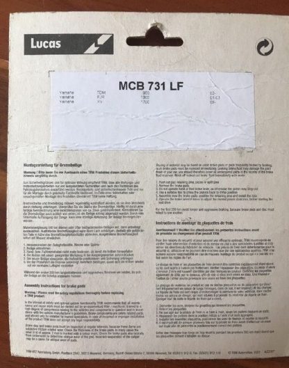 Placute Frana Lucas MCB731 LF Yamaha TD900 FJR1300 VMax1700 XT1200 XV950 XV1700 - imagine 2